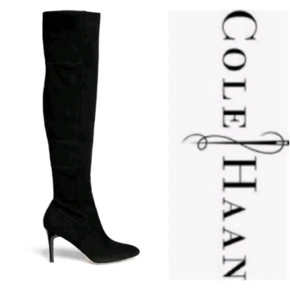 Cole Haan Shoes - Cole Haan A' Suede Thigh High Black Marina Boots